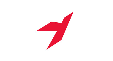 Striking scarlet emblem on pristine canvas evokes innovation dynamism and progression, embodying