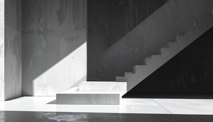 Minimal monochrome background with artistic light and shadow play. Ideal for bold modern product or design visuals.