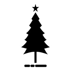 Pine tree icon. With black and white background.