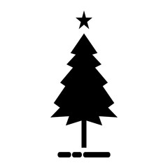 Pine tree icon. With black and white background.