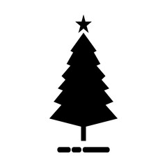 Pine tree icon. With black and white background.