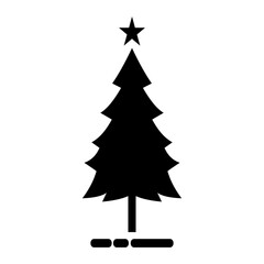 Pine tree icon. With black and white background.
