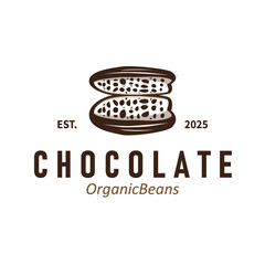 simple concept of cocoa bean logo, old vintage design and symbol of plantation plant and beverage template, illustration of brand product symbol and poster template