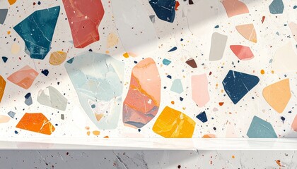 Modern terrazzo background with colorful stone chips and soft matte texture. Perfect surface for product mockups or brand visuals.