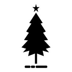 Pine tree icon. With black and white background.