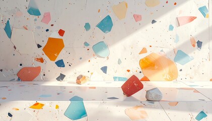 Modern terrazzo background with colorful stone chips and soft matte texture. Perfect surface for product mockups or brand visuals.