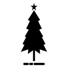 Pine tree icon. With black and white background.