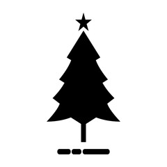Pine tree icon. With black and white background.