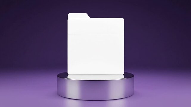 Elegant White Document Folder Display on Purple Backdrop under Soft Studio Light