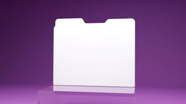 Elegant White Document Folder on Purple Pedestal Seamlessly Lit in Studio