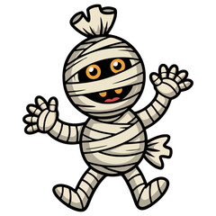 Obraz premium A cartoon mummy is a humorous figure with bandages and a friendly expression, bringing smiles and spooky delight to Halloween enthusiasts