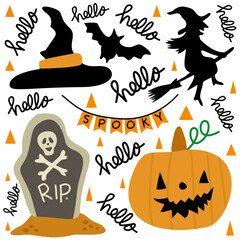 vector illustration set of halloween elements