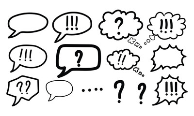 Vector art of set of hand drawn speech bubbles