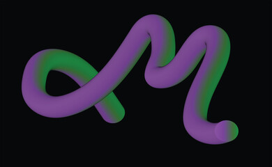 Vector art of purple and green abstract 3d shape