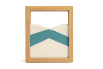 Decorative flowing sand art in wooden frame