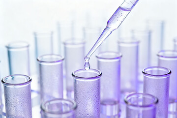 Laboratory test tubes with pipette
