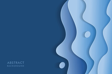 Blue abstract background in paper cut style. Layers of paper wavy water for World Oceans Day 8 June. Vector Earth posters template, ecology brochures, presentations, invitations with place for text