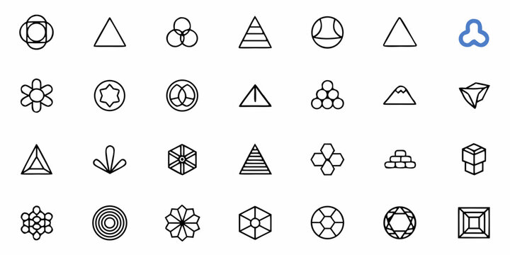 Geometric shapes collection for creative design projects, explore endless possibilities with these icons, perfect for branding, logos, and modern abstract compositions