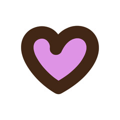 Isolated Heart Shape with Brown Border and Lavender Fill on Transparent Background Symbolizing Love