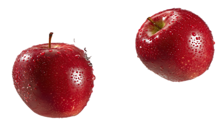 Red apple presents shiny skin texture isolated on white