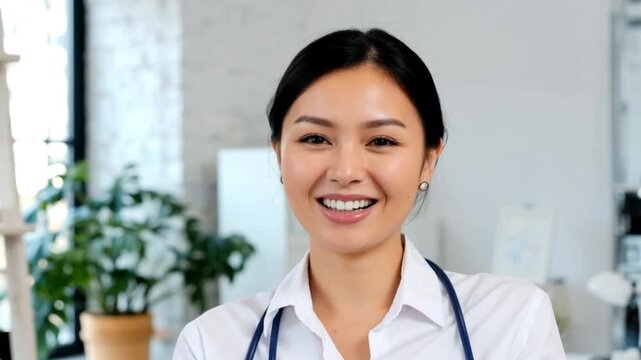 happy young smiling confident professional Doctor in her private office