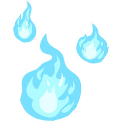 Blue Ghost Fire Flames Clipart &ndash; Cute Cartoon Spirit Energy Illustration