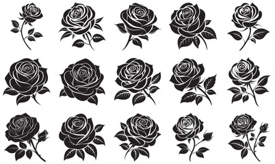 Classic Rose Silhouettes – Elegant Black Floral Vector Pack