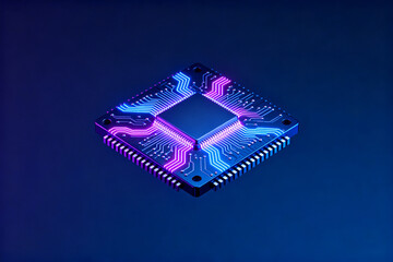 Microchip with glowing circuitry