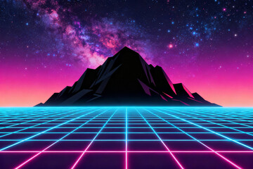 Mountain under starry sky