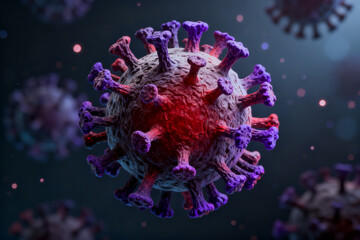 Virus cell structure with spikes