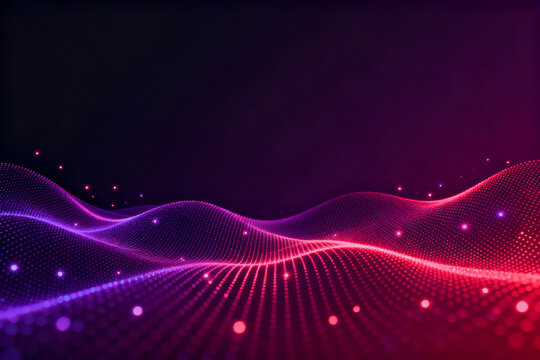 Abstract wave pattern with glowing dots