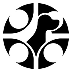 Simple black dog silhouette sitting dog minimal design logo icon