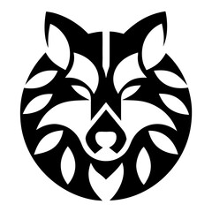 Artistic wolf illustration logo, creative combination of abstract lines and geometric shapes