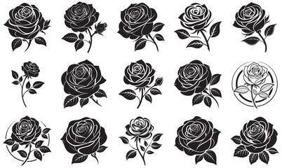 Rose Flower Silhouettes – Romantic Floral Vector Bundle