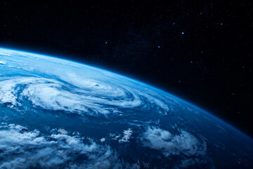 Obraz premium Earth from space with storm and stars