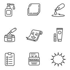 Skincare cosmetic product icons beauty