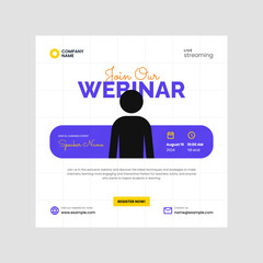 Professional webinar event vector template, corporate look, accurate timing, register now.
