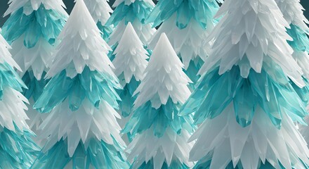 Abstract winter forest scene festive christmas tree designs in white and teal