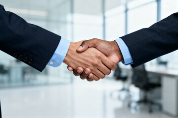 Business handshake in office