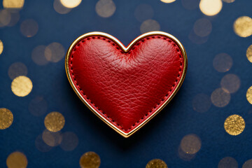 Red leather heart with gold trim