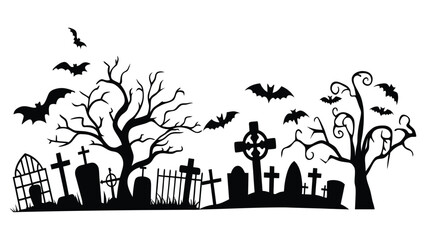 Untitled-2 Spooky Graveyard Halloween Silhouette Vector