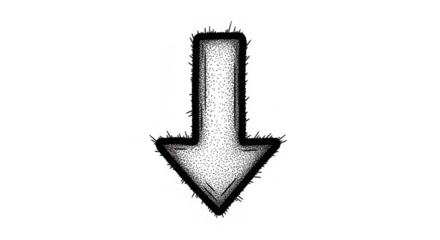 Grunge arrow pointing down isolated on transparent background for your designs