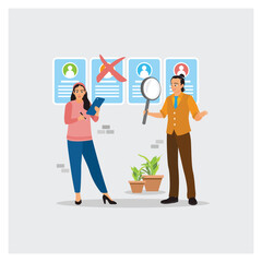 Businessman HR choose Redundancy Employee by Reviewing Performance Data.