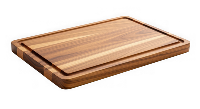 Wooden cutting board isolated on transparent background