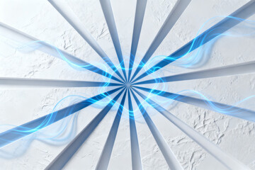 Abstract blue light beams on textured surface