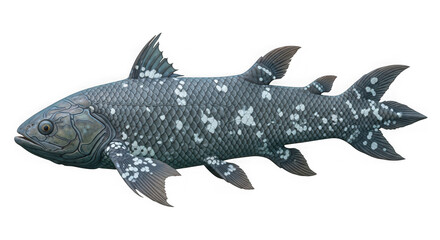 Coelacanth fish isolated on transparent background, a rare and endangered species