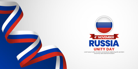 Russia waving ribbon flag for unity day banner design