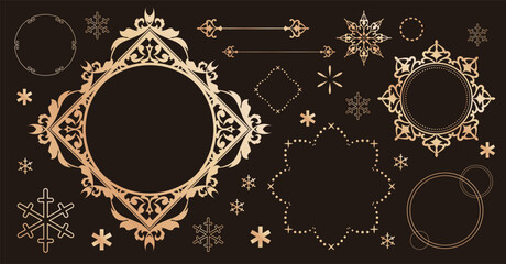 クリスマスのフレームデザインセット