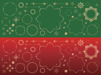 クリスマスのフレームデザインセット