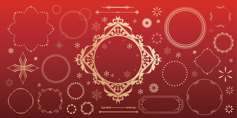 クリスマスのフレームデザインセット